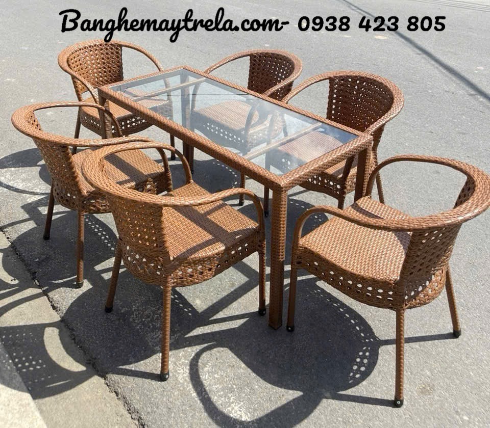 Bộ bàn ghế cafe mây nhựa giá rẻ